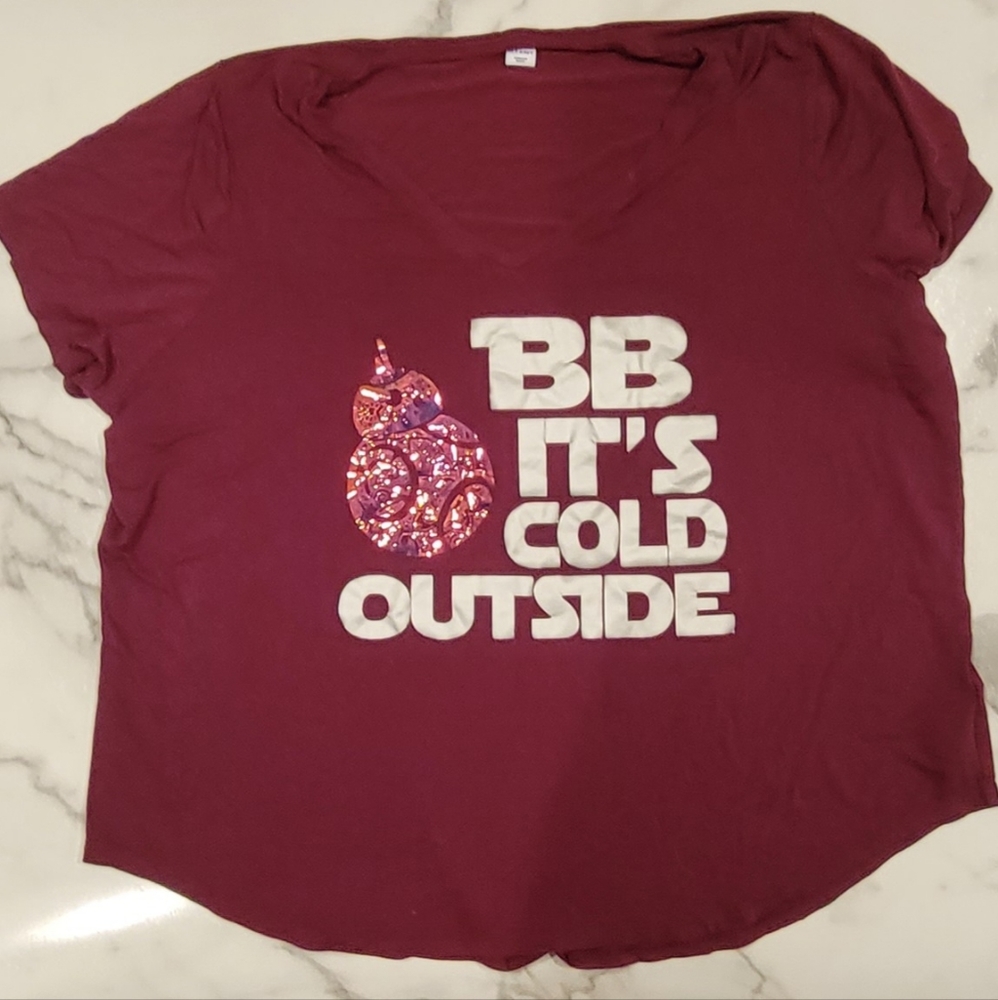 Old Navy Short-Sleeve Luxe V-Neck T-Shirt w/ Heat Transfer Vinyl - Sz XXL (BB-8)
